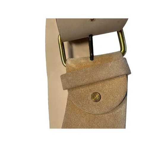 Florence Italy Womens Genuine Leather Suede Belt Beige 2.1" Wide SKU 7013