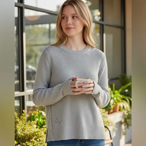 Zadig & Voltaire CASHMERE LIGHT BLUE LONG SLEEVE ROUND CREW NECK SWEATER XS