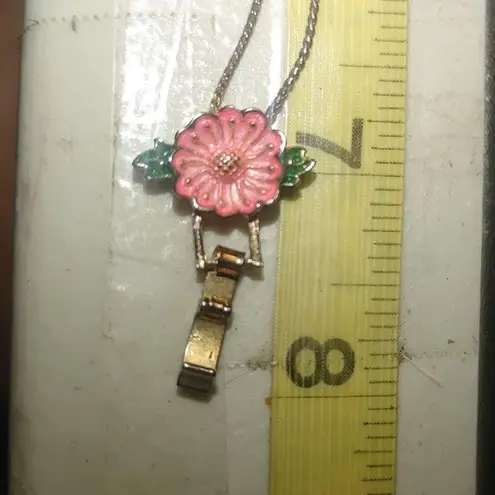 Bracelet Vintage Gold Tone Hummingbird Floral Spring Enamel Link Fold Over Clasp Pink