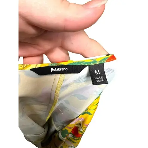 Betabrand Perfect Blouse Wrap Top in Dragonfly Floral Print Yellow Size Medium