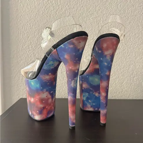 NEW LIMITED Pleaser Flamingo 808REFL Galaxy UV Platform Glow Dark 8inch Heels 8 Purple