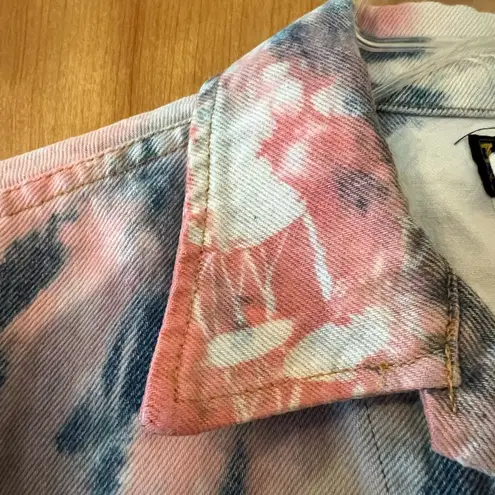 Cookie Lee Lee Vintage Denim Jean Jacket Tiedye Pink Blue DIY Embroidered OOAK Boink READ