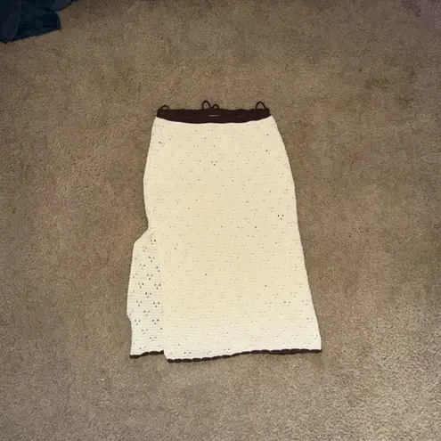 Cider Brown and White Resort Pencil Skirt