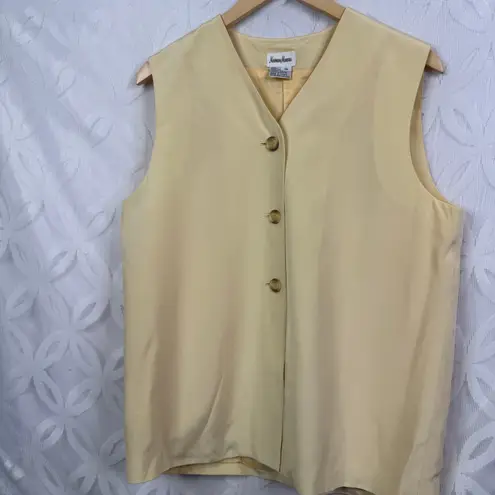 Neiman Marcus Vintage 80s Silk Cream Lined Preppy Vest