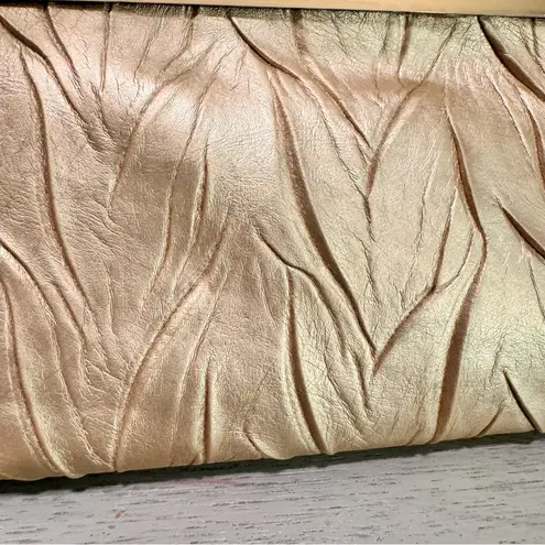 Jessica McClintock Vintage  Gold Vegan Leather Evening Bag‎ Clutch Purse Formal