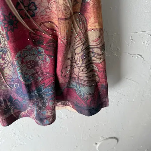 B.L.E.U Size Medium Y2k Fairy Grunge Whimsygoth Square Neck Rhinestone Top Purple