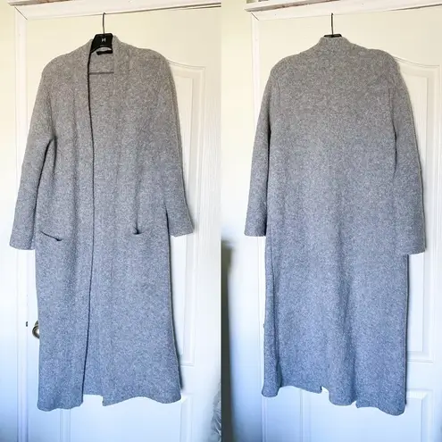 Jenni Kayne Sweater Boucle Duster Coat Merino Wool Cardigan Open Grey S GUC