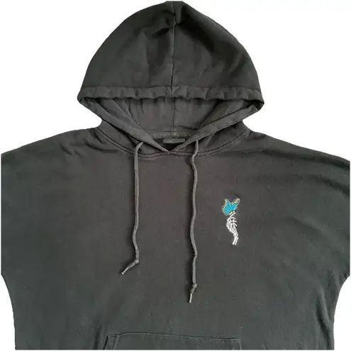 Empyre Women’s Black Hoodie With Butterflies On The Sleeves. Size Medium
