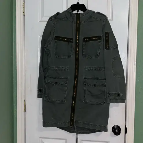 No Boundaries Vintage Denim Olive Green Jacket trench coat jacket Jean jacket green coat