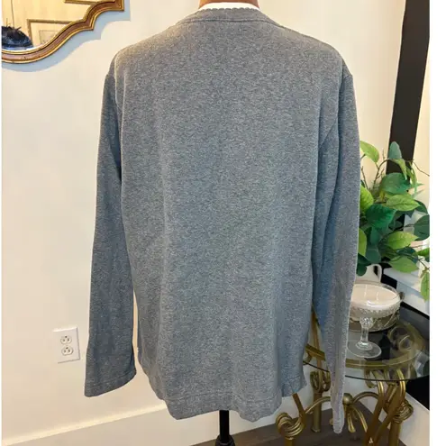 Cozy Grey Embroidered Christmas Trees Long Sleeve Sweatshirt Women's M/L Gray Size M