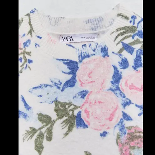 ZARA NWT  FLORAL JACQUARD KNIT SWEATER