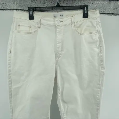 Loft  Women’s White Curvy High Rise Kick Crop Cotton Denim Jeans Size 32/14