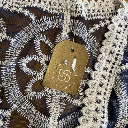 Janice Apparel NWT Vintage Style Navy Blue Embroidered Lace Kimono OS Boho Blue Size undefined