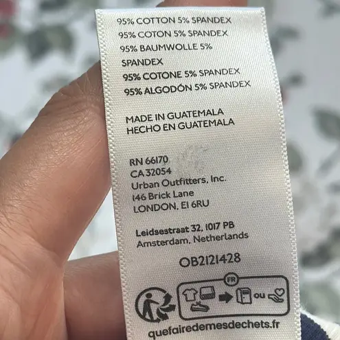 Pilcro Striped Sleeveless tank Top Navy and White mock neck cotton blend size XL