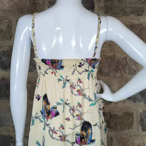 Pink Martini Dress Maxi Woman's Size XS Bird Floral Print Summer Lined Braided