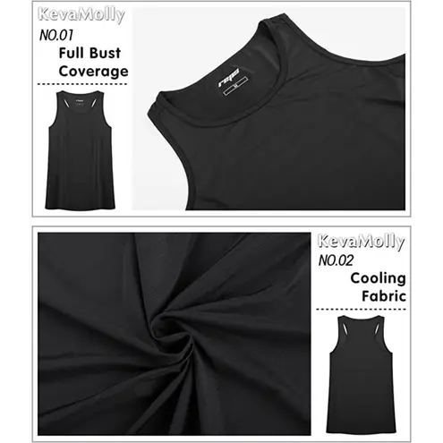 Workout Athletic Gym Racerback Tank Top Quick Dry Cooling & Lightweight Black M Size M