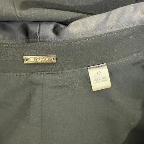 Tahari Satin Trim Blazer Dress Womens 12 Black Classic Formal Old Money