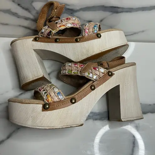 sbicca Women's Braided Strappy Wood Platform Gwendoline Sandals Sz 40 Sz 9.5