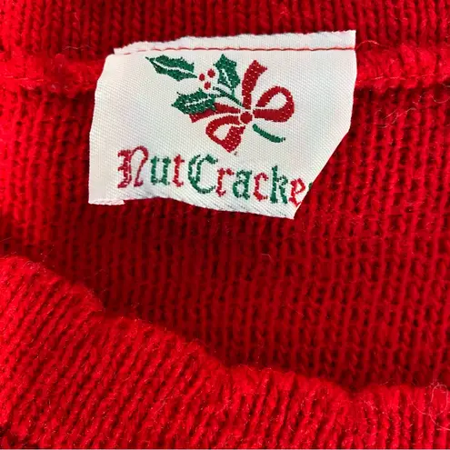 VINTAGE NUTCRACKER Teddy Bear Ugly Christmas Sweater Red Size L
