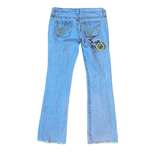 Bebe Vintage Y2K  Distressed Patchwork Embroidered Jeans