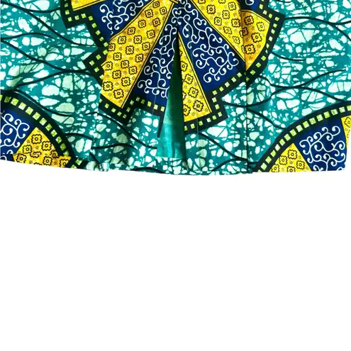 Handmade Colorful African Print Geometric Dress with Yellow Details