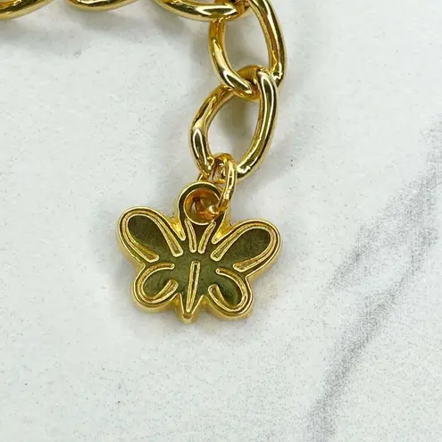 Black Faux Leather Belt Butterfly Charm Gold Chain Accents Medium (M) ✨