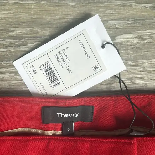 Theory NEW  Womens Crimson Moleskin Twill Crop Pants 6