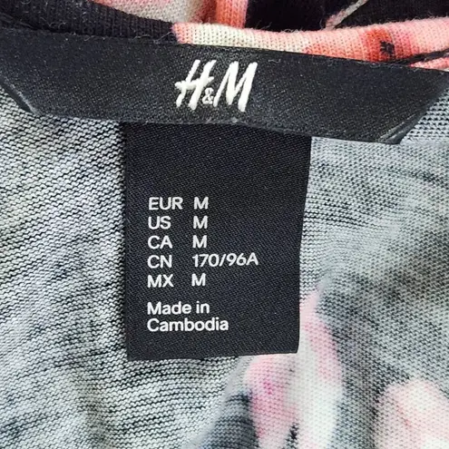 H&M  Black and Pink Floral Maxi Dress Size Medium Maxi Boho Dress