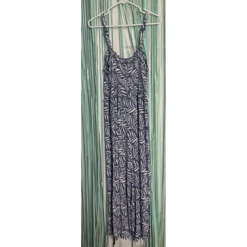 Angels Forever Young Jumpsuit, Blue/White Leaf Print, Adjustable Straps, XL Blue
