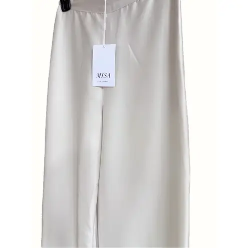 MISA Los Angeles NWT Isara Satin Pant in Ivory The Swans Border Print Size XS