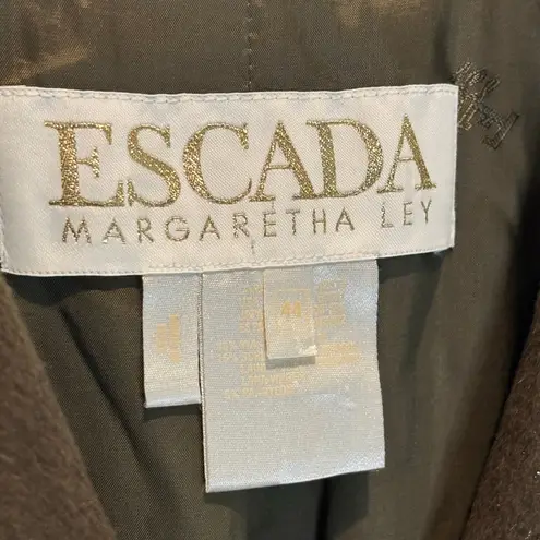 Escada Olive Green & Metallic Angora Blend Blazer Jacket