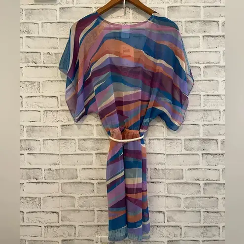 Becca NWT!! sound waves metallic stripe sheer cover-up dress XS/S