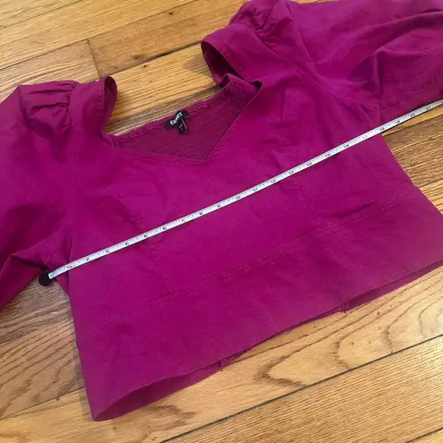 EXPRESS  linen blend puff sleeve magenta x