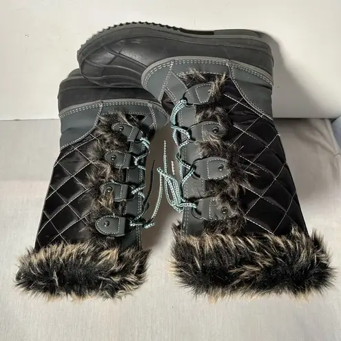 Khombu Calder Thermolite Winter Snow Boots Faux Fur Black Size 9M