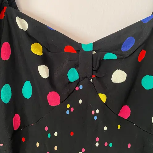 RIXO Target Black Colorful Polkadot Puff Sleeve Long Sleeve Mini Dress Women's 2