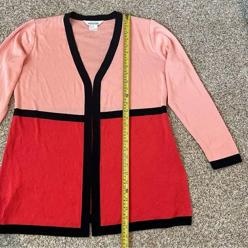 Misook Exclusively Open Front Color Block Cardigan Red/Peach Size Small - Image 6