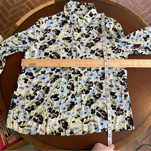 Ganni Printed Crepe Blouse Meadow Egret size 34 or US 2 quiet Luxury bohemian