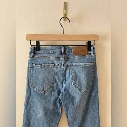 ALL SAINTS Mast Low Rise Skinny Jeans Y2K Medium Wash Distressed Ripped Size 26