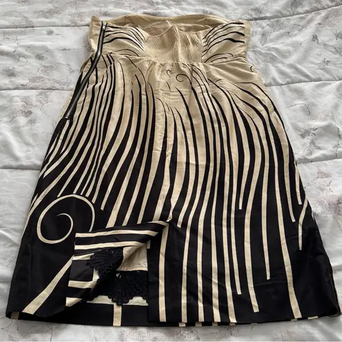 Moulinette Soeurs NWOT Anthropologie Strapless Black and Cream Dress, size 6