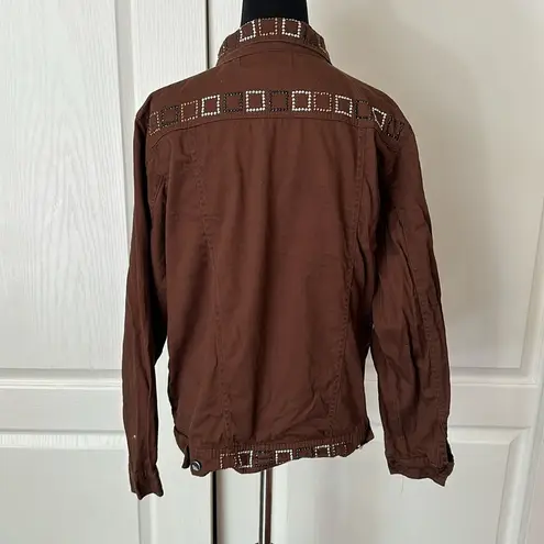 VTG ST CLAIR BROWN BUTTON UP SQUARE SEQUIN DETAIL JACKET Size M