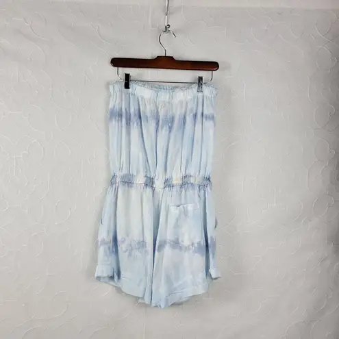 Vintage Havana Women Romper Size M Light Blue Strapless Tie Dye Waist Tie Casual
