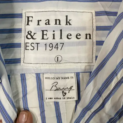 Frank & Eileen Barry Striped Button Up Shirt Size L (runs small) Made in Italy White Size L
