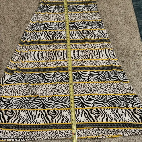 MSK XL Animal Print Maxi Dress Zebra Leopard Cheetah Gold Side Slits Resort Sexy