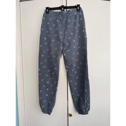 Colsie Blue Floral Sweatpants Joggers Size S Comfortable Lounge Bottoms