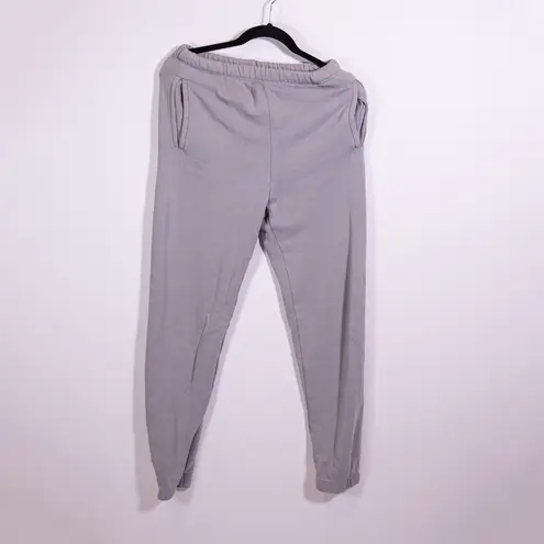 Joah Brown Oversized Cotton Blend Fleece Lined Ankle Crop Joggers Pants Gray S/M