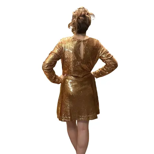 Ramy Brook Hallie Sequined Dress Copper Shift Tunic Cocktail Mini Medium NWT