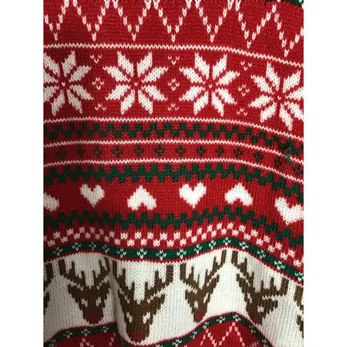 Born Famous Women Christmas Holiday Snowflake/Reindeer Sweater Mini Skirt Sz.Med Red