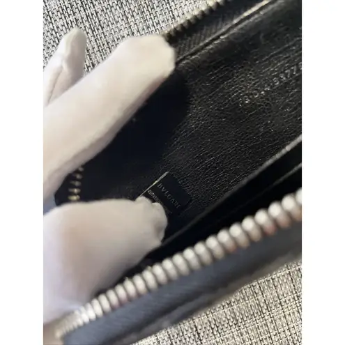 BVLGARI Be Zero One Leather/Canvas Zip Around Long Purse Wallet Black - Nice One