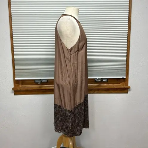 MM Couture by Miss Me Brown Silky Sleeveless Sequins V-Neck Dress