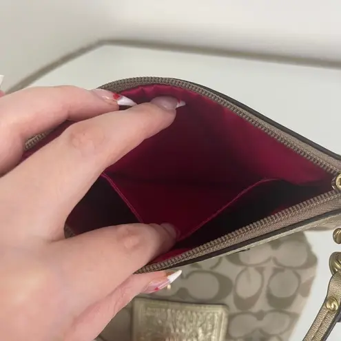 Coach  Y2K Brown Logo Monogram Vibrant Graphic Studded Mini Wristlet Coin Wallet